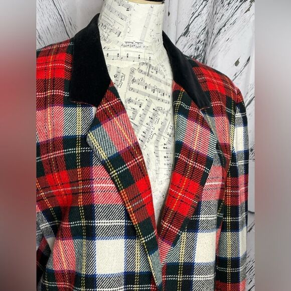 Vintage 90’s Fundamental Things Tartan Plaid Blazer 12P - Picture 3 of 7